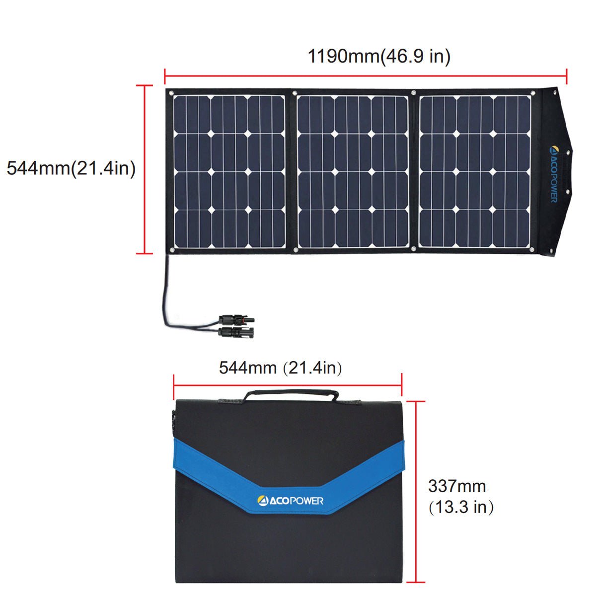 ACOPower Foldable Solar Panel Kit Suitcase - 90W, 120W - Drop line Outdoors