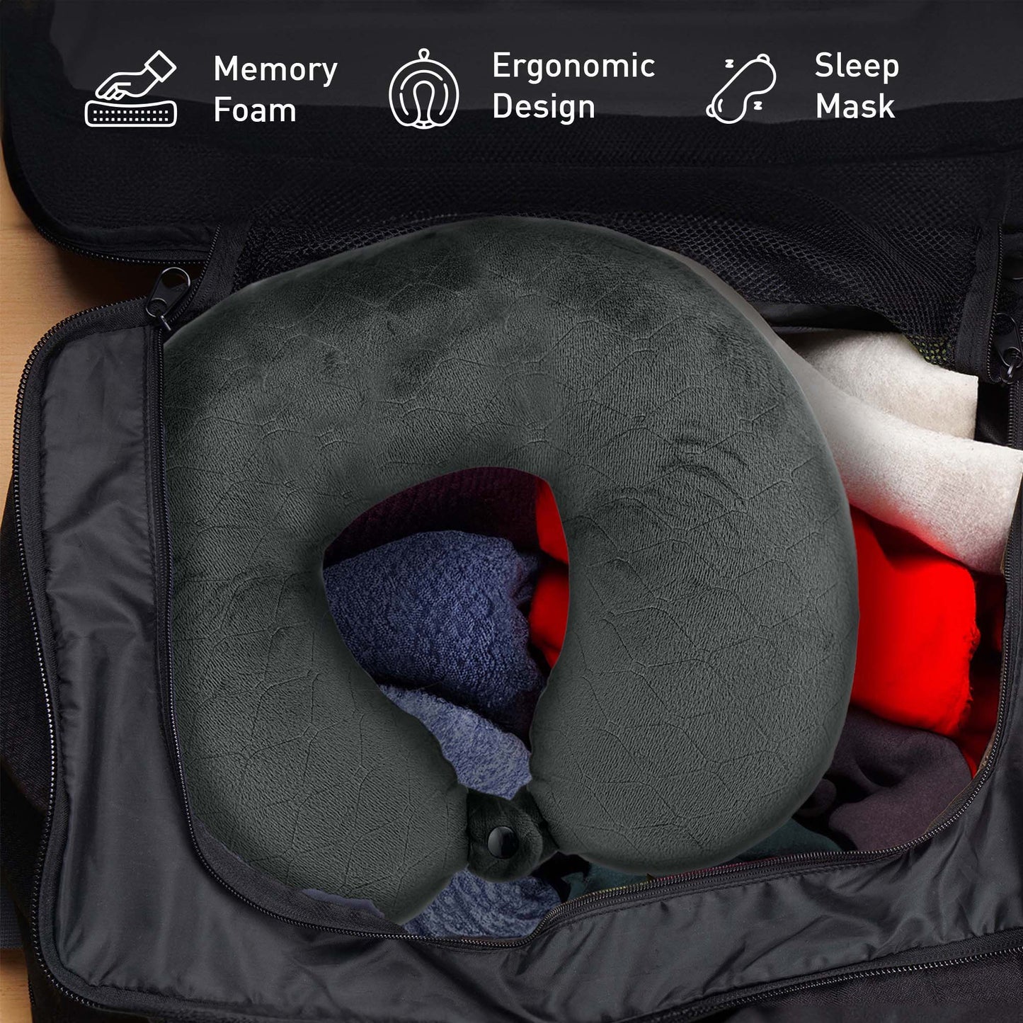 Pursonic Travel Comfort & Entertainment Bundle – 2 - in - 1 Water Bottle Speaker & Memory Foam Travel Pillow with Sleep Mask - Drop line Outdoors