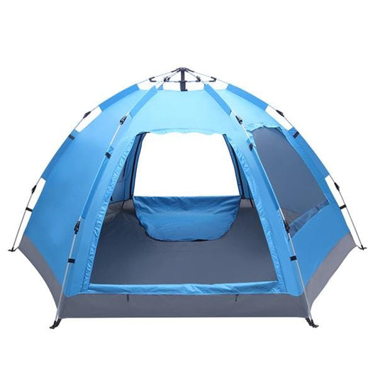 3 to 4 Persons Waterproof Double Door and Window Compact Family Tent for Camping Overnight and other Outdoor Activities UV Protection Blue-0